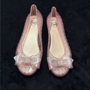 Pink princess bow jelly shoes